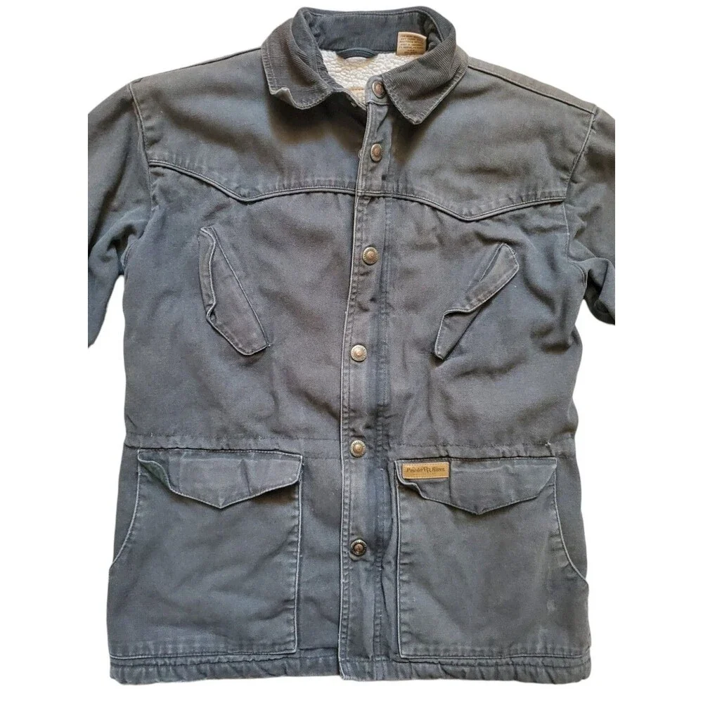 Powder River Outfitter Jacket Youth Large Green Canvas Barn Chore Coat Kid Lined